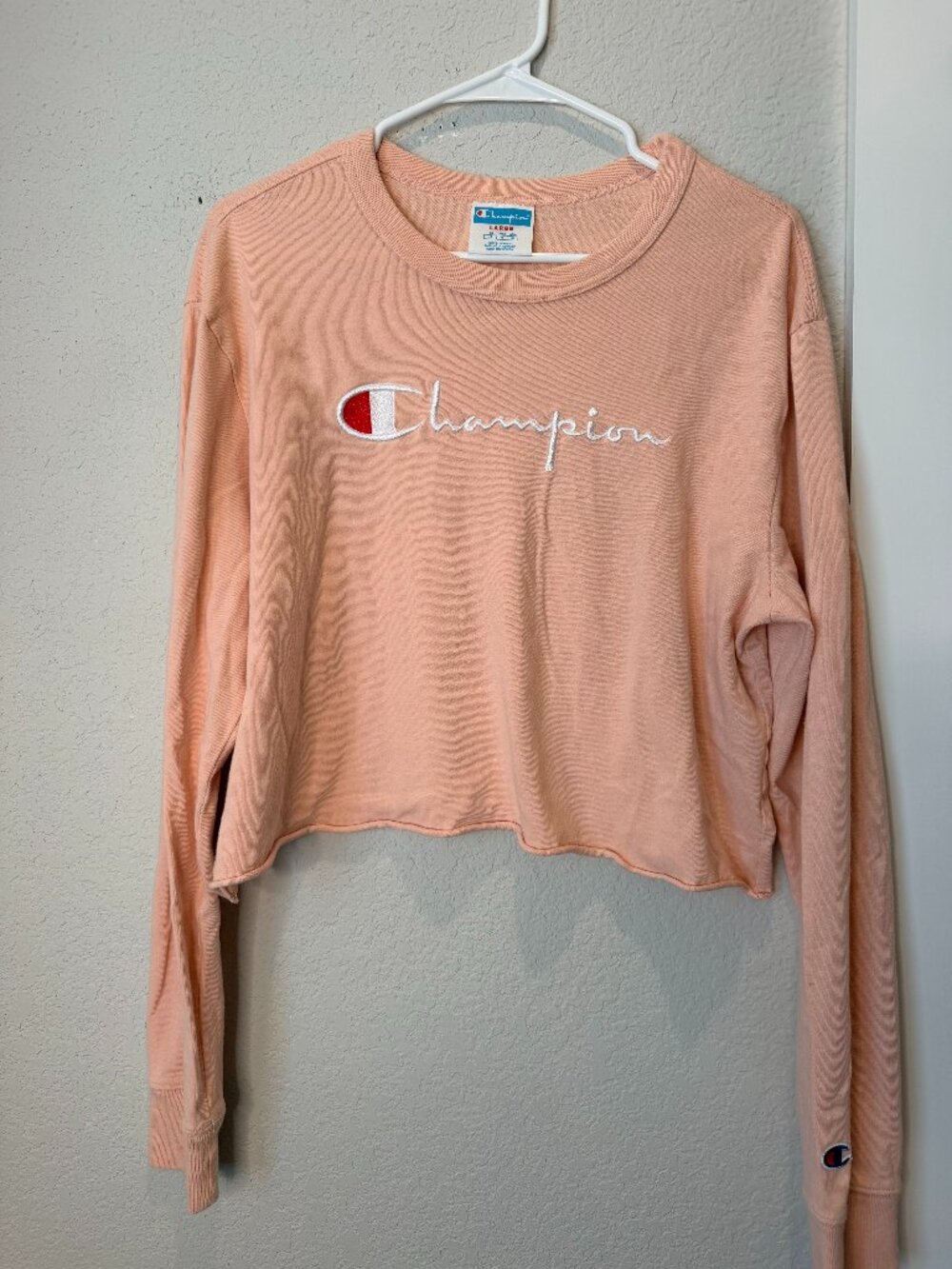 Champion Pink Cropped Sweatshirt Size Large